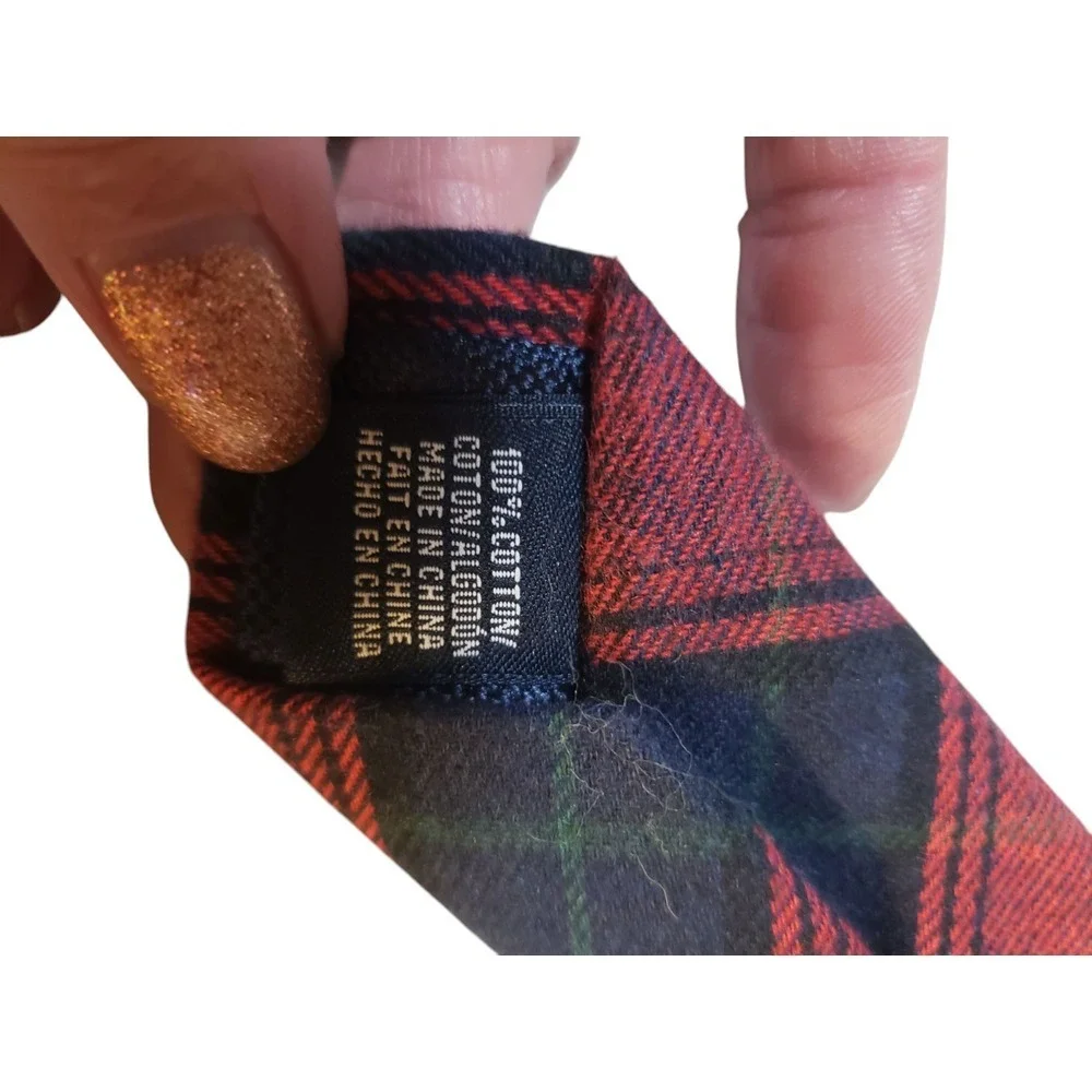 NWT‎ Nautica Mens Tie Necktie Designer Luxury 100% Cotton Red Black Plaid